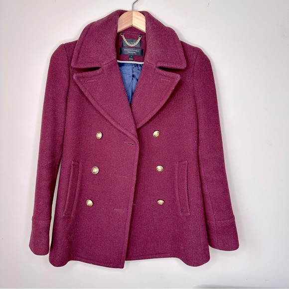 J. Crew Jackets & Blazers - J. Crew wool Majesty Peacoat burgundy Size 4
